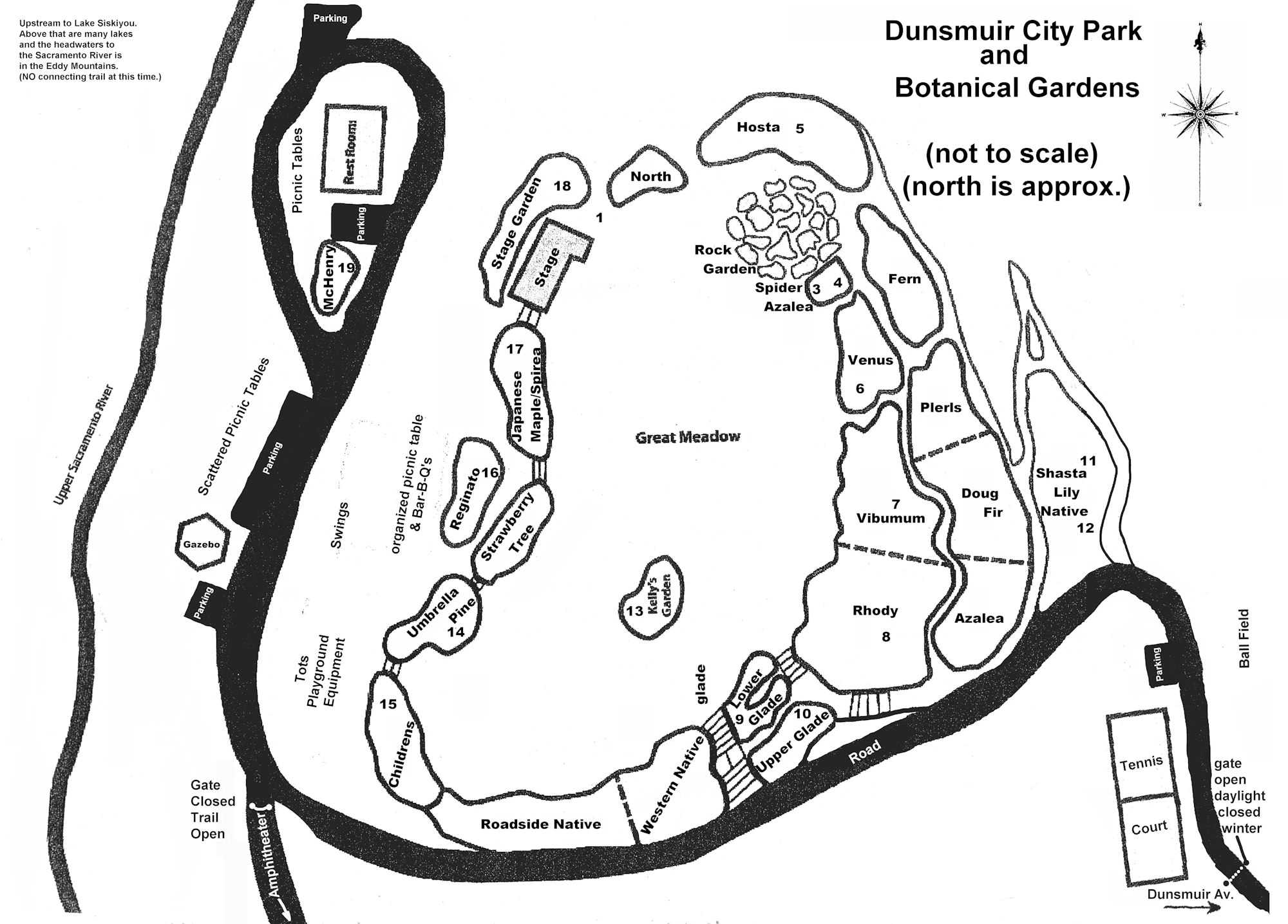 Photo of Botanical Garden showing different plant locations and trails.
