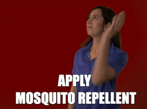 person applying mosquito repellent