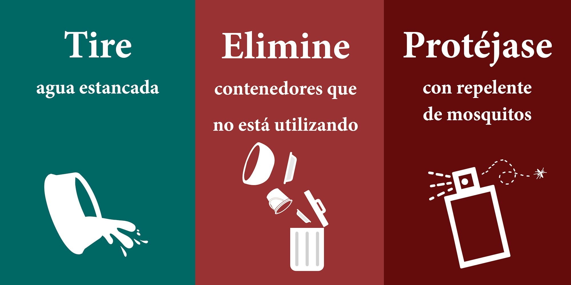 Tire agua estancada, elimine contenedores no usados, protéjase con repelente de mosquitos.