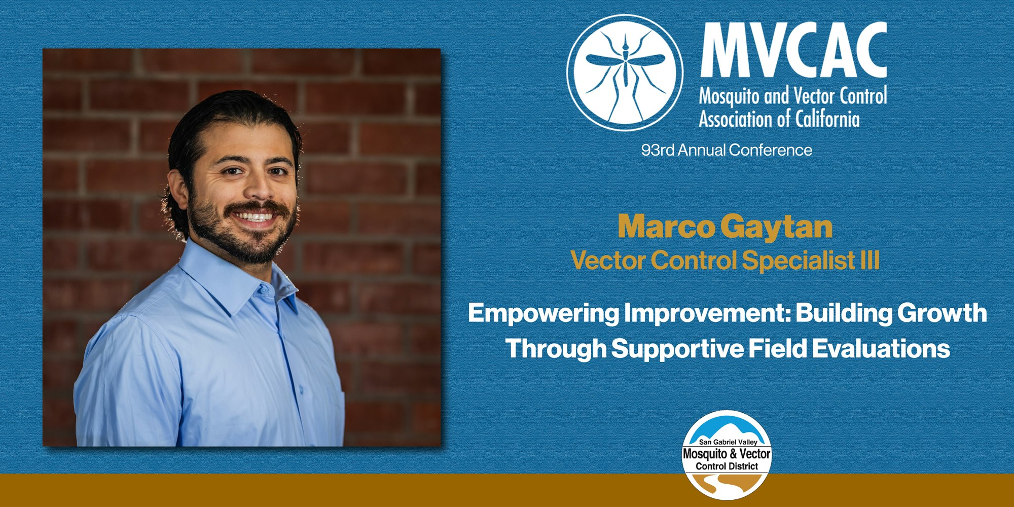 Portrait of Marco Gaytan, Vector Control Specialist III, at the MVCAC conference.