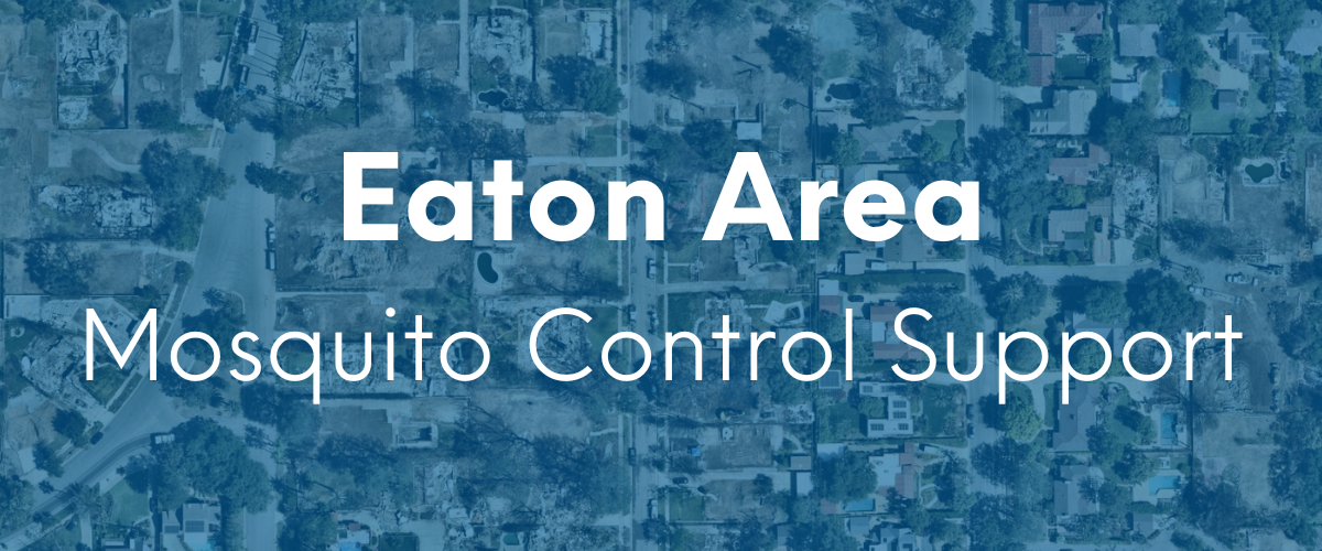 Text: “Eaton Area Mosquito Control Support” over an aerial view.