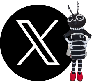 The image features a stylized cartoon character resembling an ant, next to a bold "X" logo.