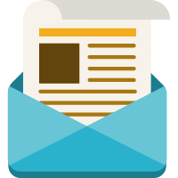 Envelope icon with a document inside, representing an email or newsletter.