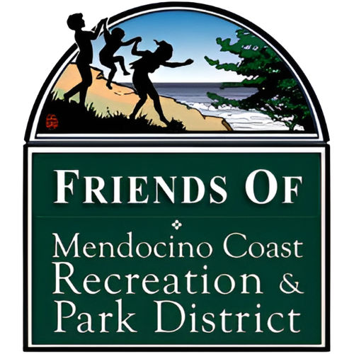 Friends of Mendocino Coast Recreation & Park District logo with silhouettes of people by the coast.