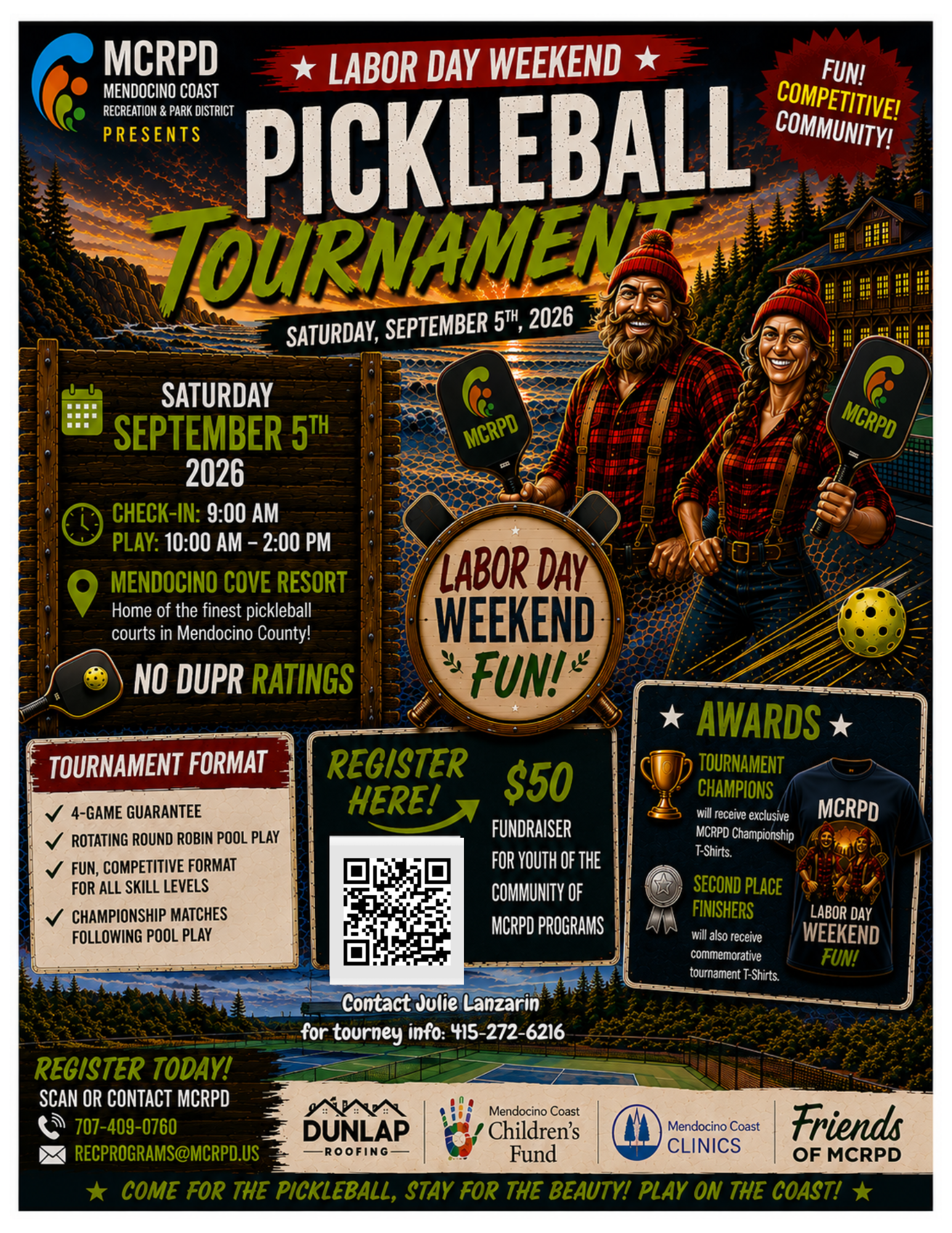 Join the Labor Day Weekend Pickleball Tournament on Sept 5, 2026! Fun for all skill levels. Register now for $50! 🏓✨