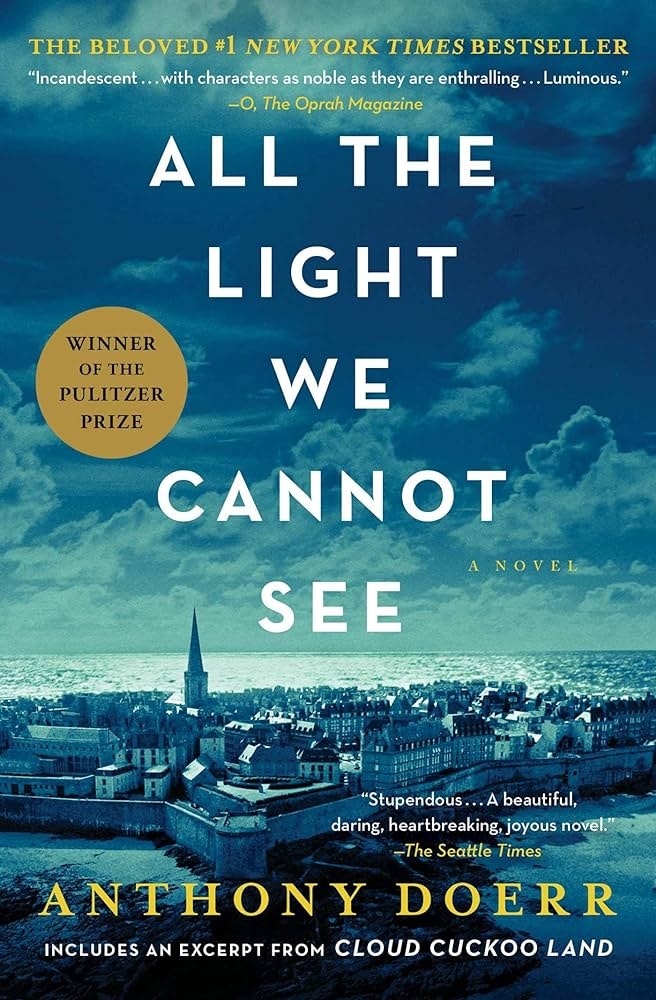 Cover of "All the Light We Cannot See" by Anthony Doerr, a Pulitzer Prize-winning novel.