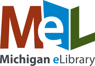 A colorful logo with the text "MeL," acronym for "Michigan eLibrary."