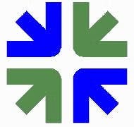 Four arrows pointing inward, two blue and two green, forming a symmetrical pattern.