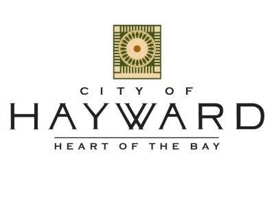 City of Hayward logo with "Heart of the Bay" tagline and decorative emblem above.