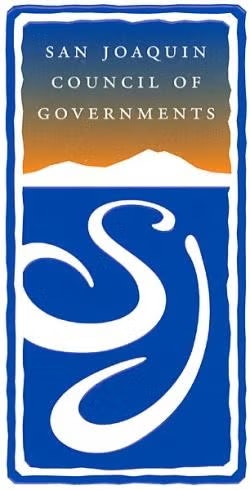 Logo of the San Joaquin Council of Governments featuring stylized "SJ" and mountain outline.