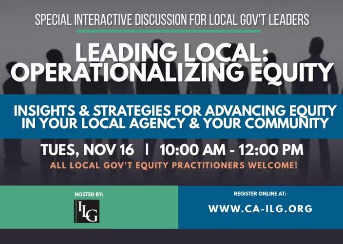 Free Webinar on operationalizing equity on Tues, Nov 16