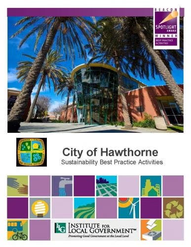Cover image for "City of Hawthorne: Sustainability Best Practice Activities" by the Institute for Local Government.
