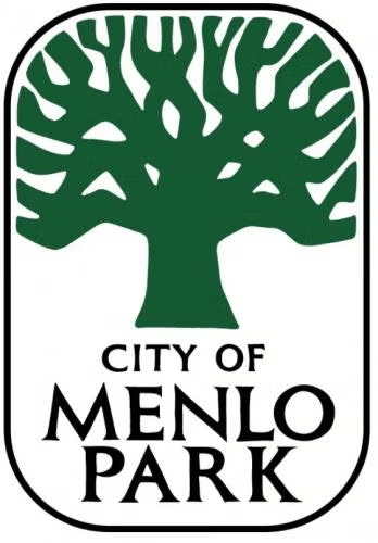 Logo with a green tree design and the text "City of Menlo Park" below it.