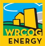 Logo with yellow buildings, clouds, "WRCOG ENERGY" text on a yellow background.