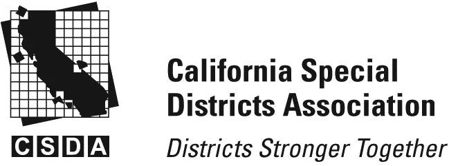 Logo of California Special Districts Association with a grid map and the slogan "Districts Stronger Together."