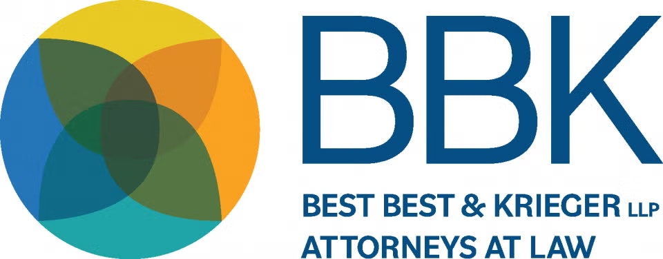 Logo with overlapping circles and text: "BBK BEST BEST & KRIEGER LLP ATTORNEYS AT LAW."