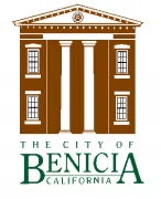 Logo of Benicia, California featuring a stylized building design.