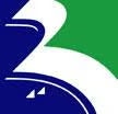 Abstract design with green, blue, and white shapes.