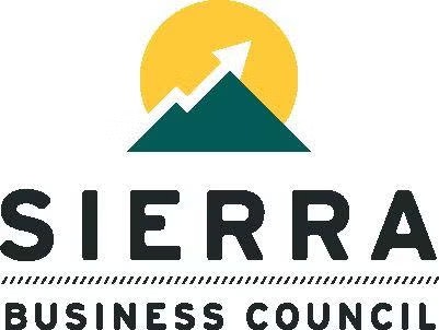 Logo of "Sierra Business Council" with a mountain, arrow, and sun design above the text.