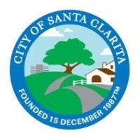 Seal of Santa Clarita: features a landscape with a tree, road, and buildings. Text: "City of Santa Clarita, Founded 15 December 1987."