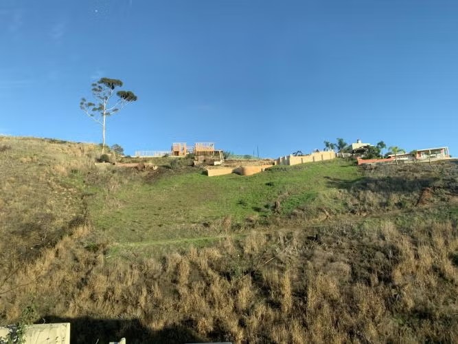 A dry grassy hillside with sparse greenery, construction in progress at the top, and a clear blue sky above.