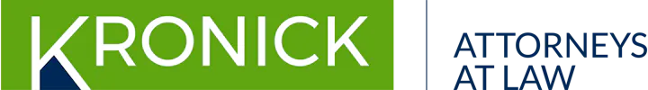 The image features a logo for "Kronick Attorneys at Law," with a green background and stylized font.