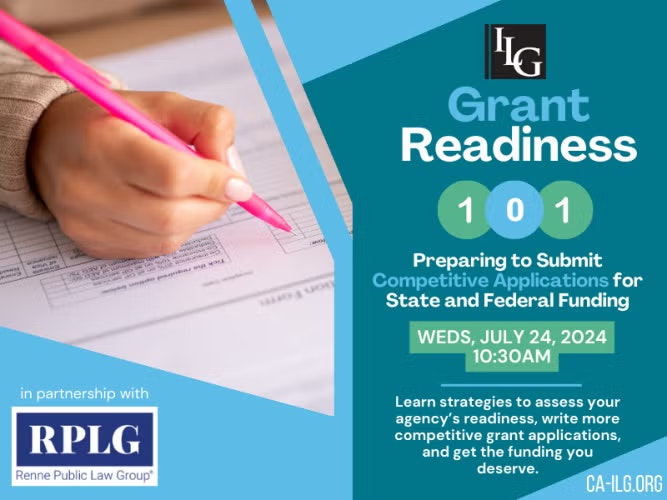 Grant Readiness 101 event preparation for funding applications on July 24, 2024, at 10:30 AM. Strategies for agencies.