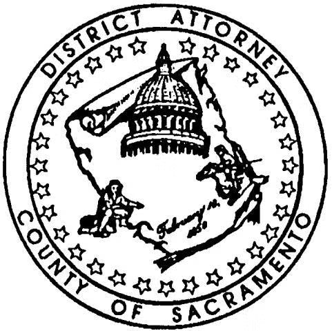 Seal of the Sacramento County District Attorney, depicting a map, stars, and the California State Capitol dome.