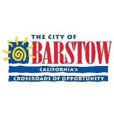 Logo for the City of Barstow, California, with the text "Crossroads of Opportunity" and a stylized sun design.