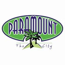 Green oval logo with "PARAMOUNT," featuring palm trees and the words "The City."