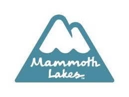 A blue logo for Mammoth Lakes featuring stylized mountains.