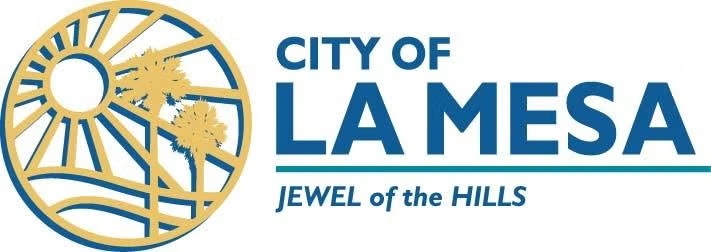 City of La Mesa logo with sun, palm trees, and the text "Jewel of the Hills."