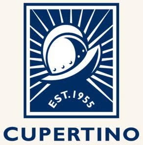Logo with a stylized spaceship, "EST. 1955" and "CUPERTINO" text below.
