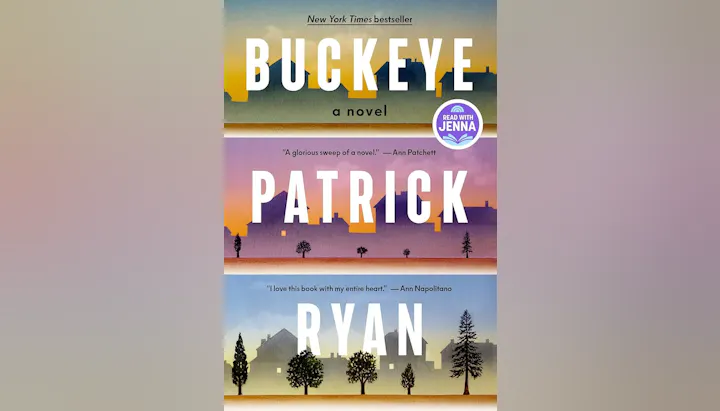The image features the book cover of "Buckeye" by Patrick Ryan, noted as a New York Times bestseller.