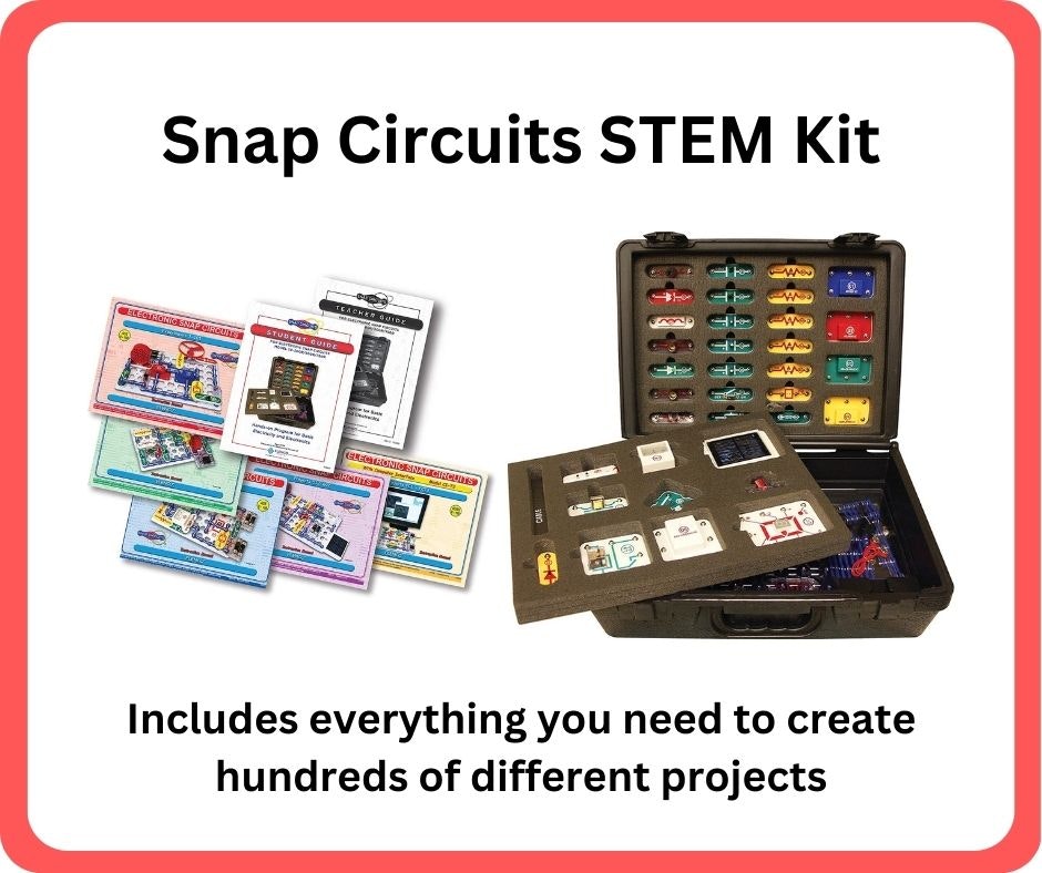 A Snap Circuits STEM Kit with components and guides to build numerous electronic projects.