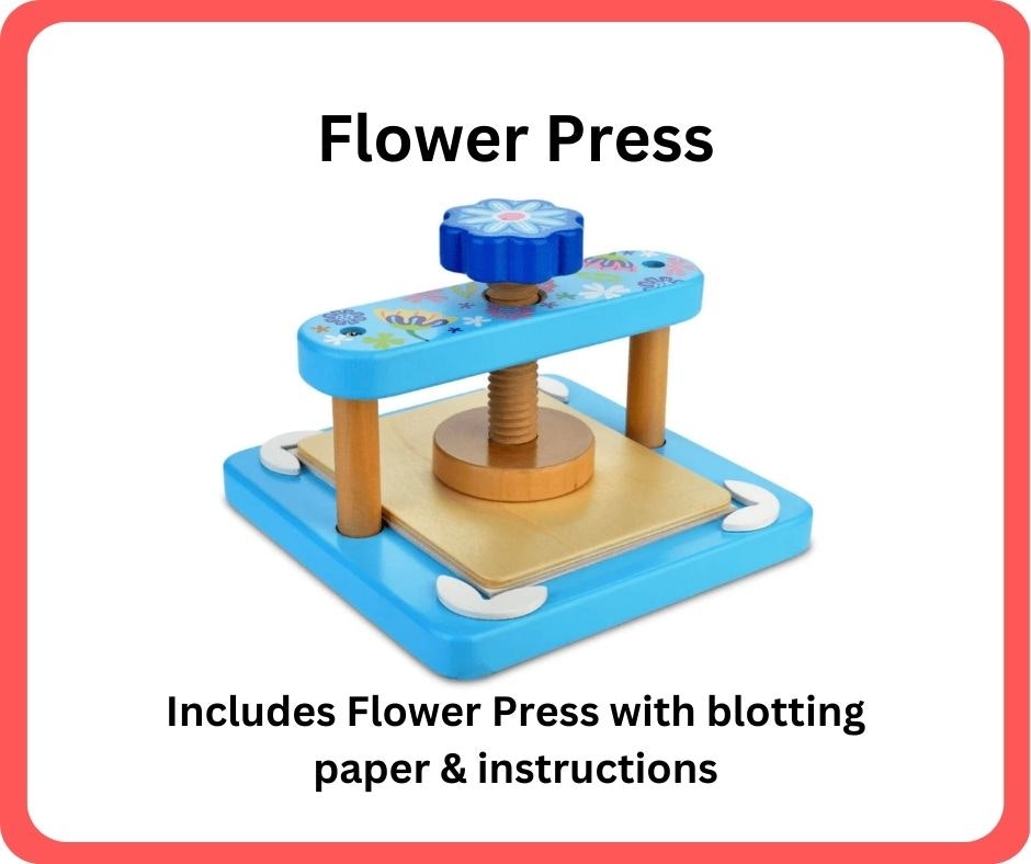 A flower press designed for drying flowers, includes blotting paper and instructions for use.