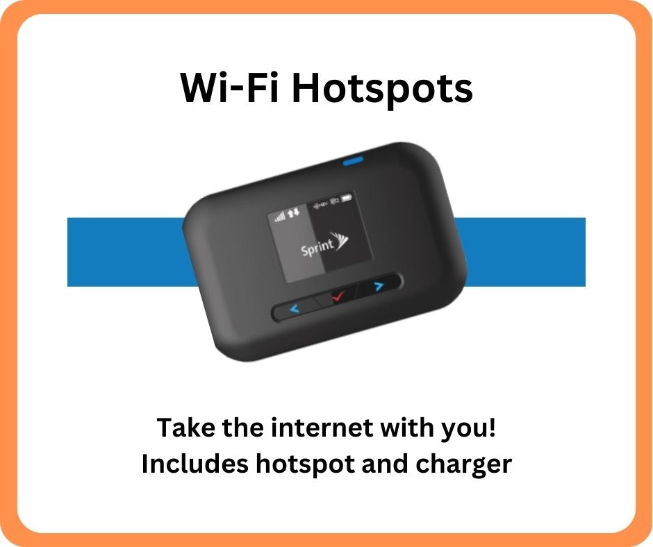 Image of a Wi-Fi hotspot device with text promoting its portability and included charger.