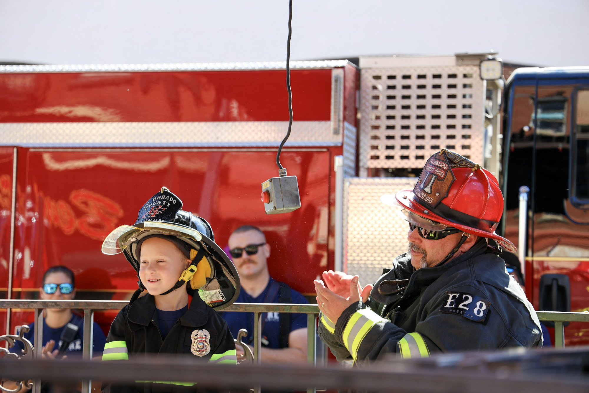 May contain: helmet, accessories, glasses, adult, male, man, person, and fireman