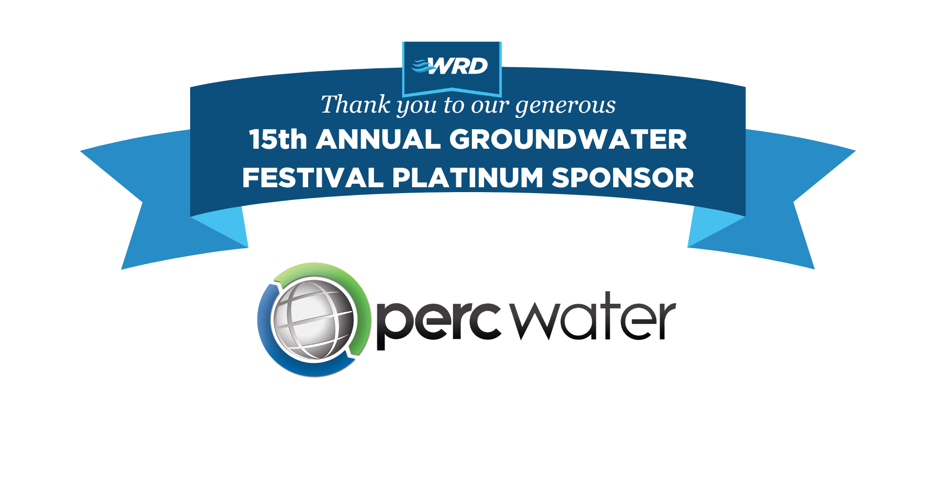 Badge thanking Perc Water as a platinum sponsor for the 15th Annual Groundwater Festival.