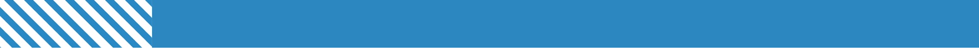 A blue background with white diagonal stripes on the left side.