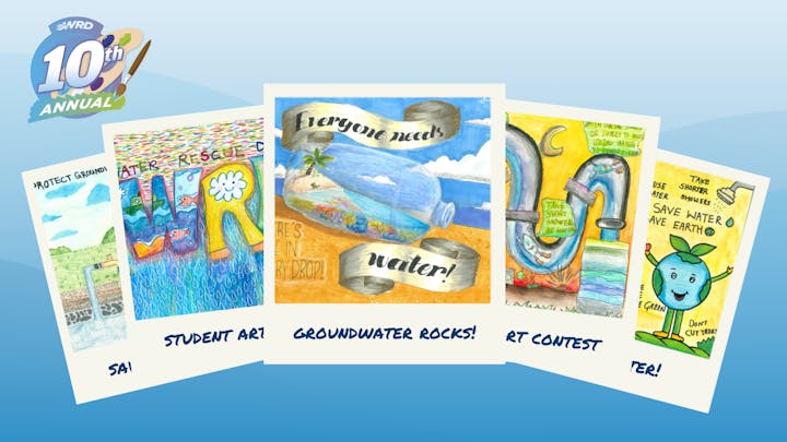 10th annual NRD student art contest promoting groundwater conservation with colorful water-themed entries.