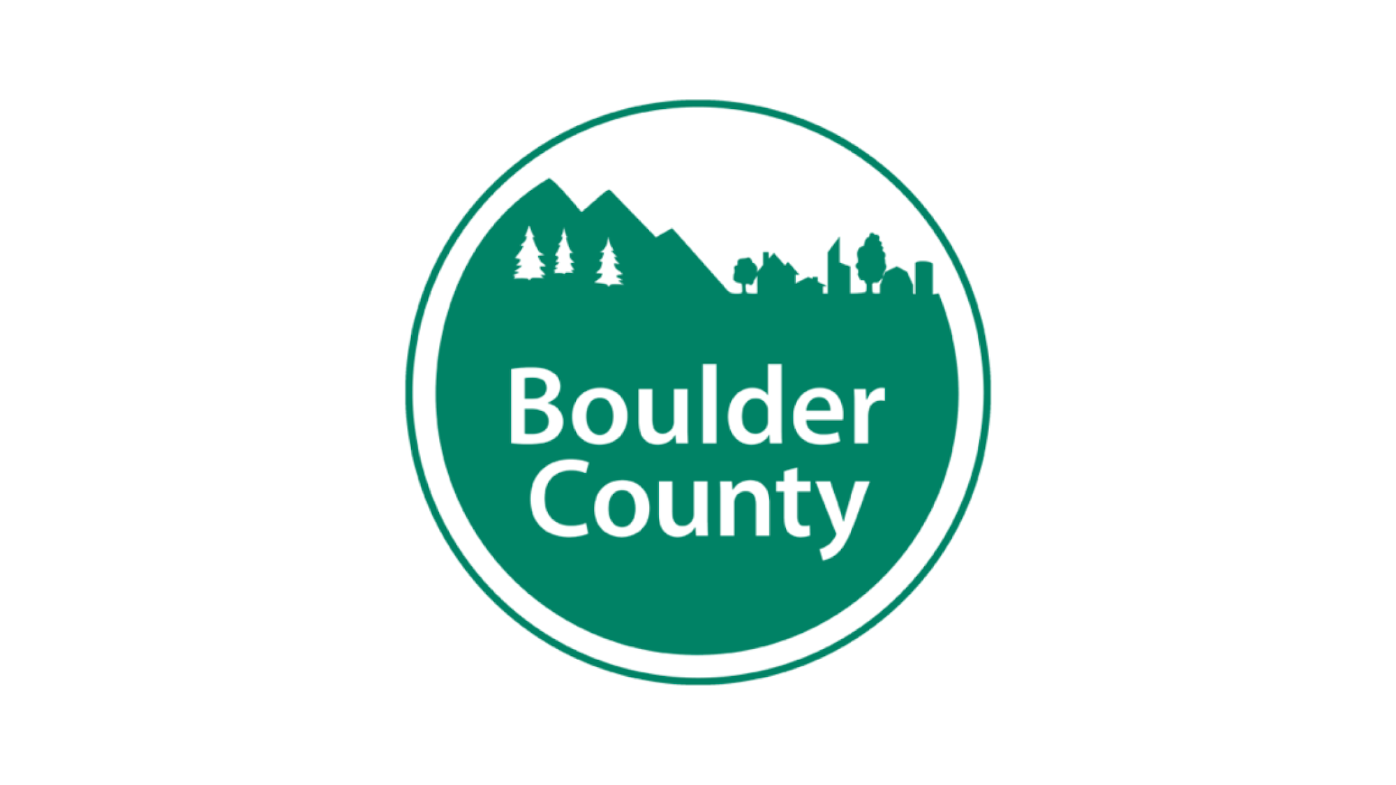 Green Boulder County logo with mountains, trees, and city skyline.