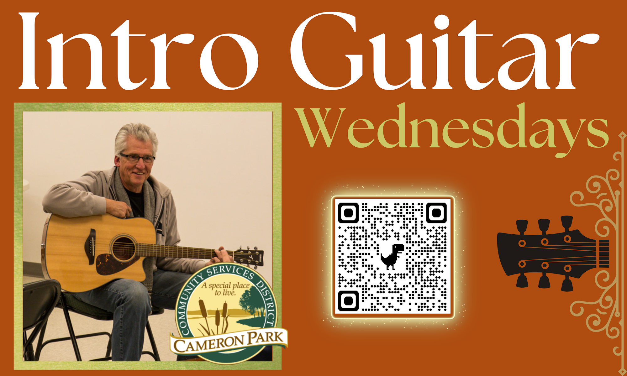 May contain: guitar, musical instrument, adult, male, man, person, and qr code