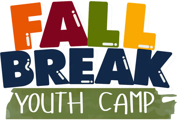 The image features a colorful logo for a "Fall Break Youth Camp."