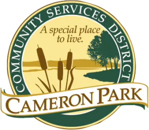 The image is a logo for the Cameron Park Community Services District, highlighting it as "A special place to live."